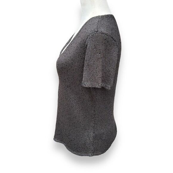 Nic + Zoe Charcoal Gray Cardigan Sweater Short Sleeves Lightweight Size Medium - Picture 2 of 11